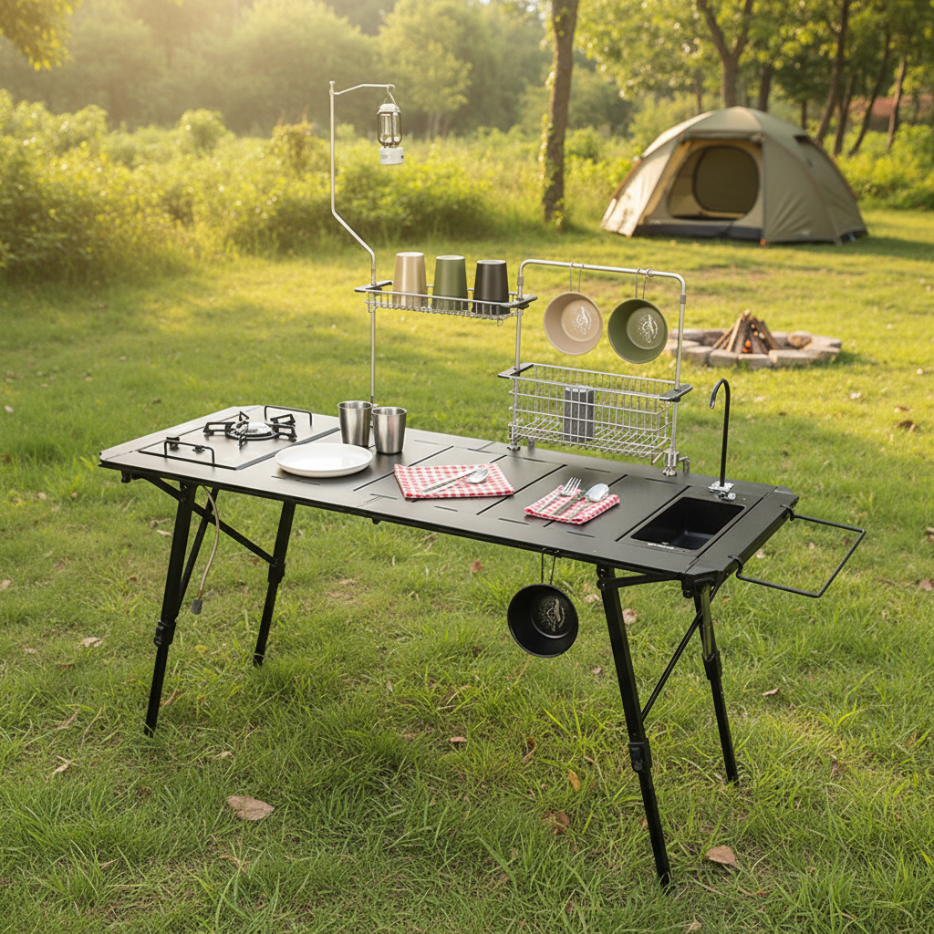 Outdoor Camping Cooking Table - Portable Aluminum Alloy Igt Table Outdoor