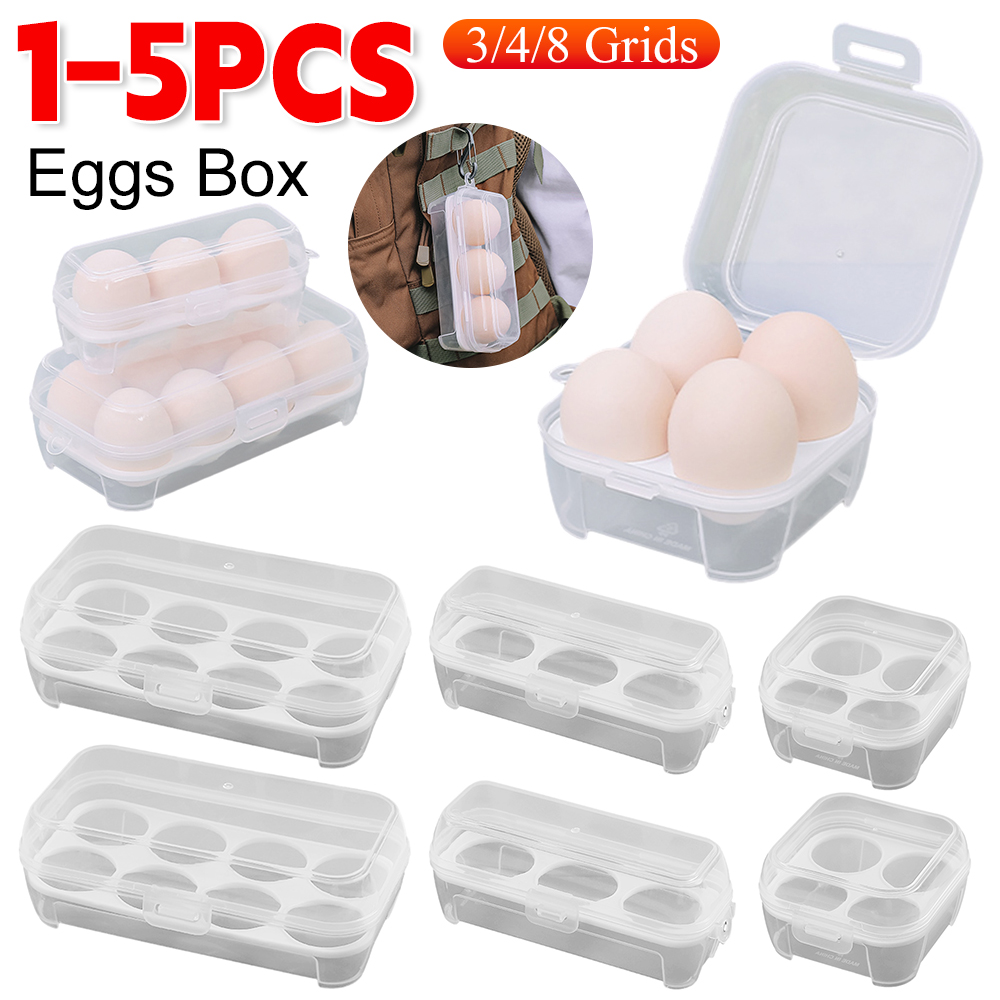 Outdoor Camping Stores - 1/3/5pcs Portable Eggs Box 3/4/8 Grids