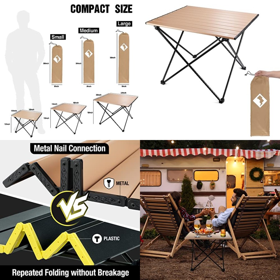 Outdoor Camping Cooking Table - Por Side, Ultralight Aluminum Folding Beach