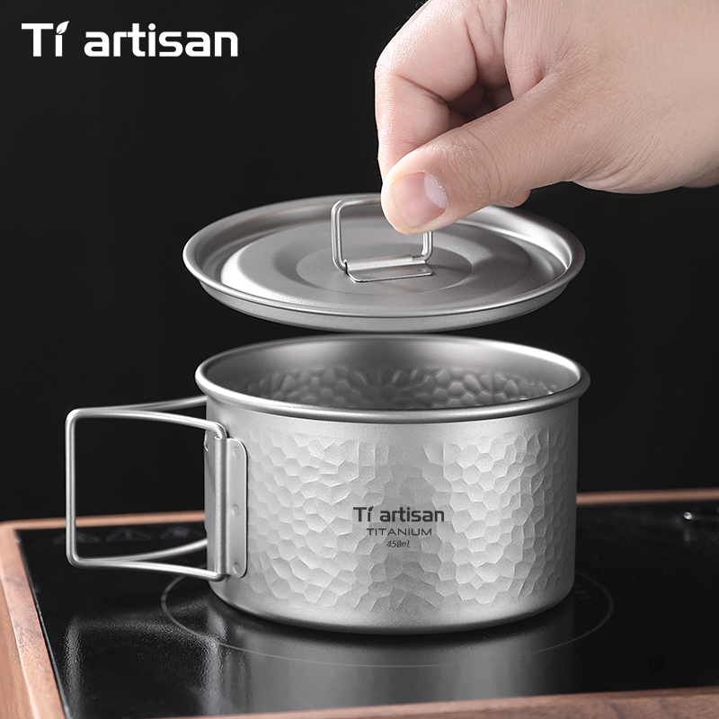 Outdoor Camping Meals - Tiartisan Pure Titanium Hammered Texture Camping