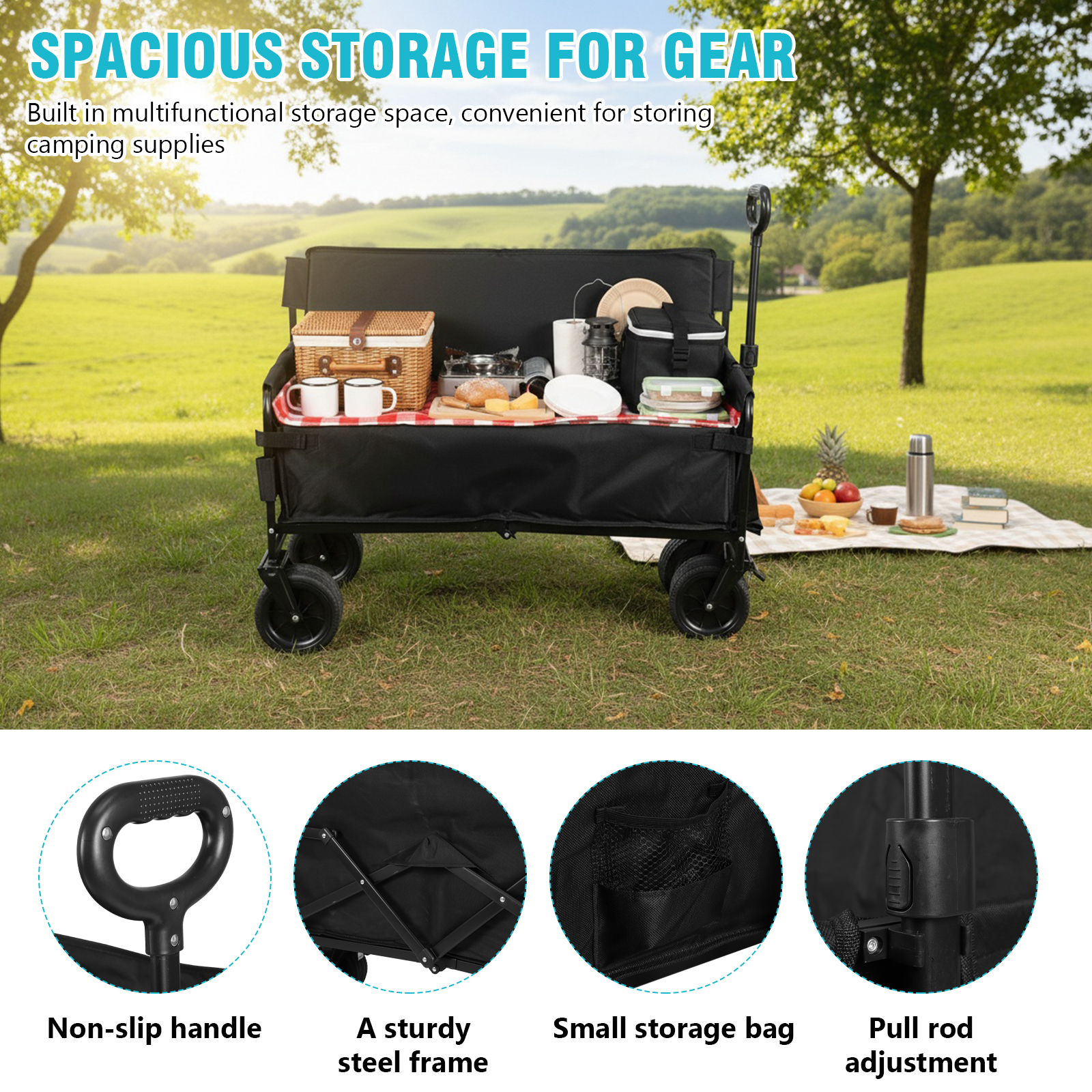 Outdoor Camping Shop - Large Capacity Collapsible Wagon Cart with