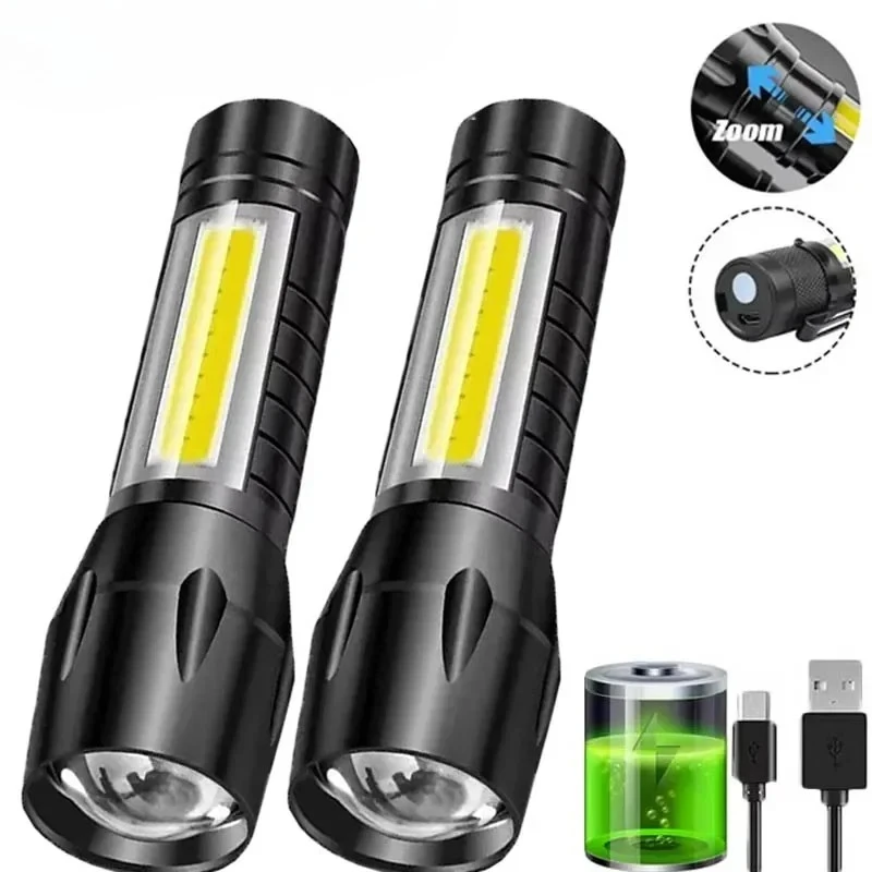 Outdoor Camping Adventure Lamp - Portable COB+LED Camping Light Flashlight USB
