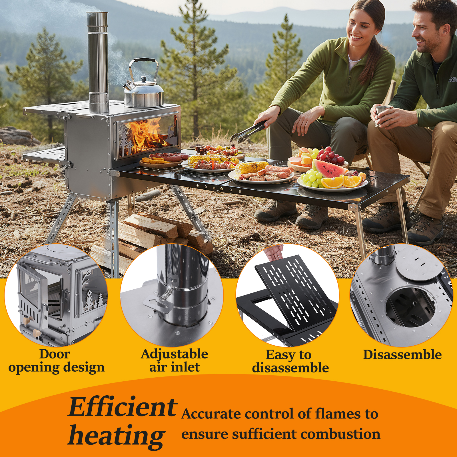 Outdoor Camping Cooking Table - Outdoor Camping Tent Stove with Oven