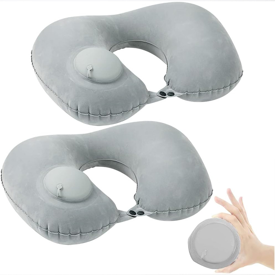 Outdoor Camping Stores - Flocking Inflatable Portable Neck Pillow That