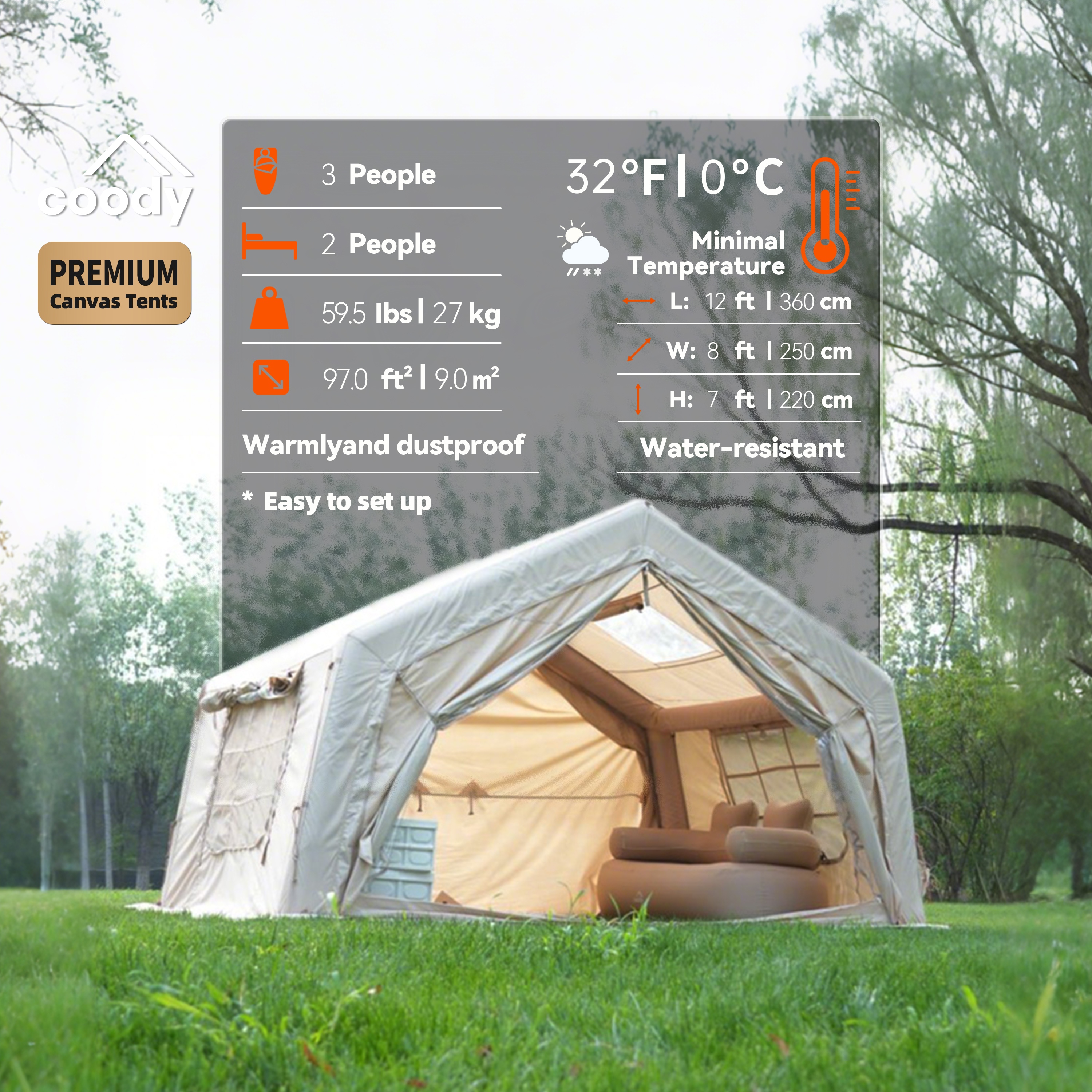 9.0 Air Tent-Beige Zelt Family – Camping Zelt Outdoor Bewertung und Preis